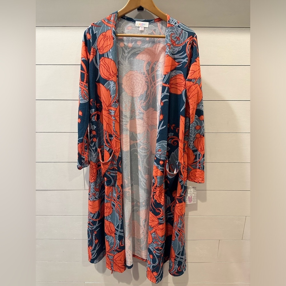 LuLaRoe Coral Floral Open Front Cardigan Sweater